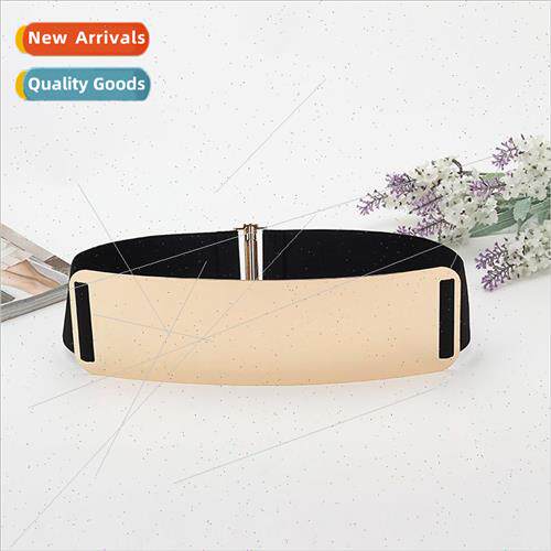 New ultra-wide metal iron piece mirror ladies belt wild elas
