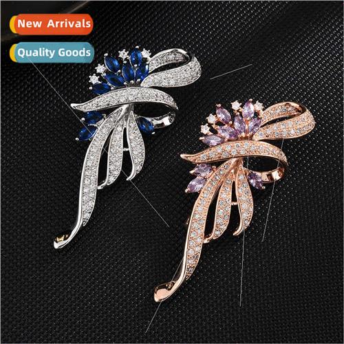 Atmospheric zircon brooch Europe corsage upscale large pins