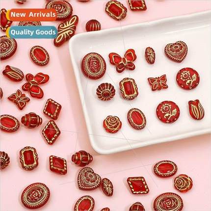Acrylic baroque retro red description series beads DIY beadi