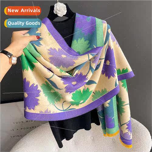 new colorful sunflower imation cashmere scarf female autumn