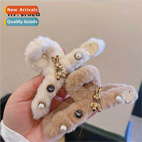 Cute fall winter plush new alloy love bunny large shark clip