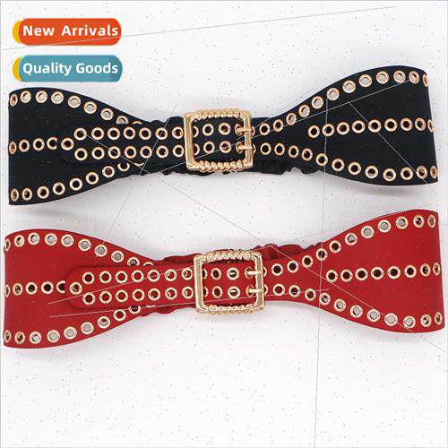 Wide belt ladies ins wind tide fashion hollow air eye decora