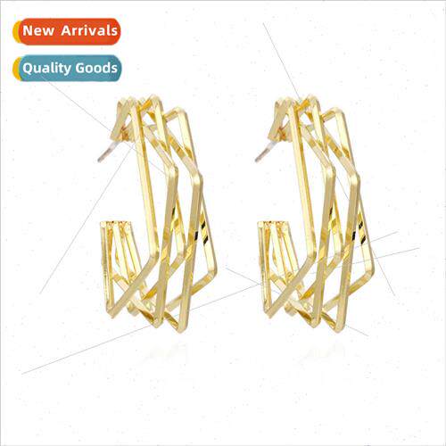 New simple geometric twisted ring earrings retro fashion col