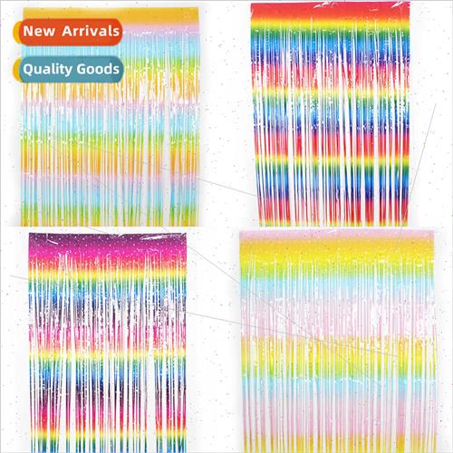 1*2m gradient rainbow color rain curtain starry sky dreamy m