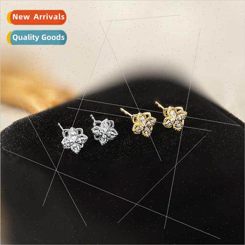 Rotating four leaves small flowers delicate earrings S925 si