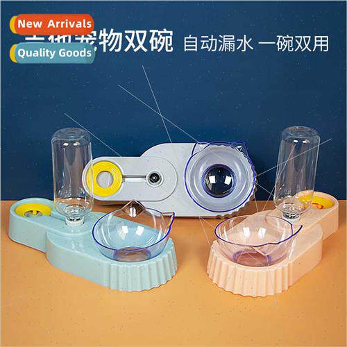 Creative Guar Shaped Pet Double Bowl Automatic Waterer Dog F