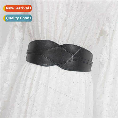 Coat Wide Belt Women Hundred Stch Elastic Waistband Geometri