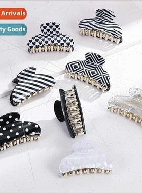 Black Whe Printed Pattern Polka Dot XL Jaws Acrylic Odd HCla