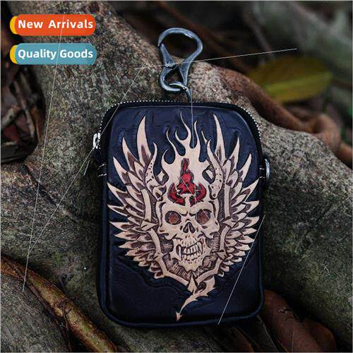 New retro men fanny pack skull biker multifunctional fire-sh
