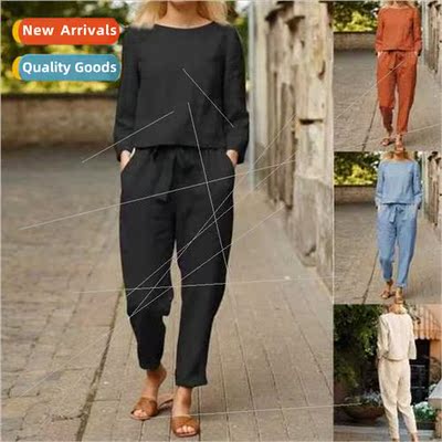 nen su women fashion solid color leisure twoPCS set 2022 spr
