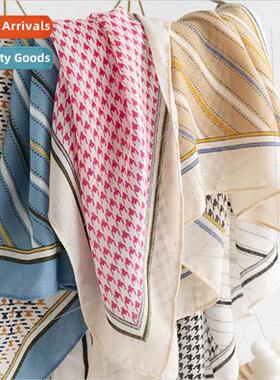 Thousbird check plain pattern lengthened scarf Europe Uned S