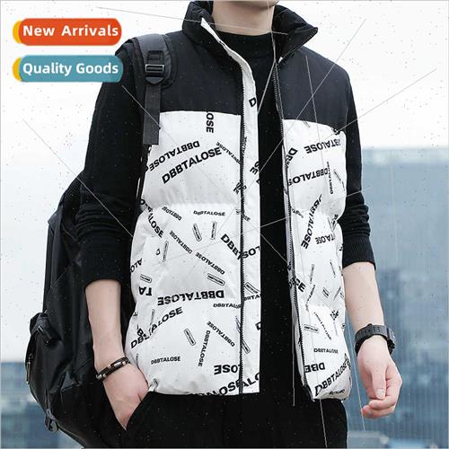 Cotton vest fall winter men versatile letters stand-up colla