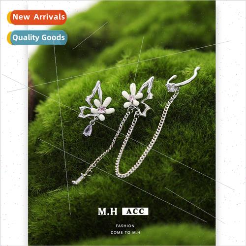 Summer flowers butterfly ear clips chain onepcs oriental rus
