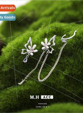 Summer flowers butterfly ear clips chain onepcs oriental rus