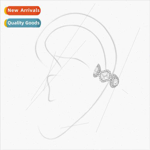 Korea retro geometric round zirconia ear bone clip female wh