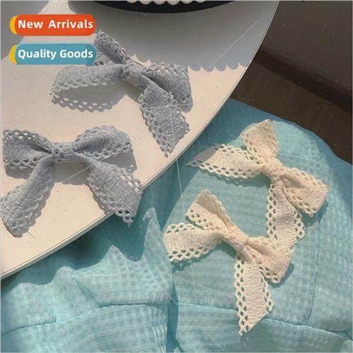 Cream Blue Hair Clips Set 2 Spring Colors Cream Rice Lace Ri