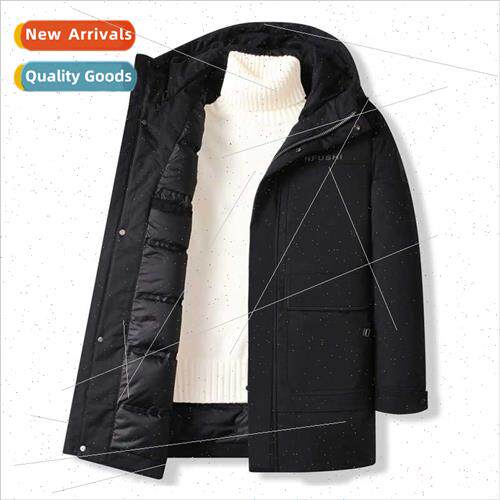 Men down jacket in long hooded fall winter thickened youth w