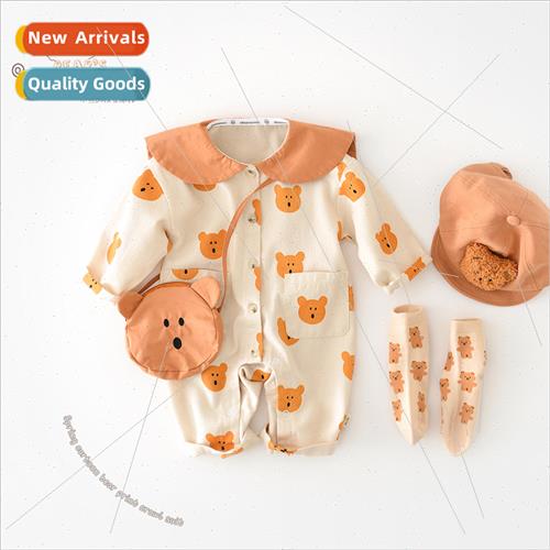 2023 spring new baby big lapel crawling su 0-3 years old ful