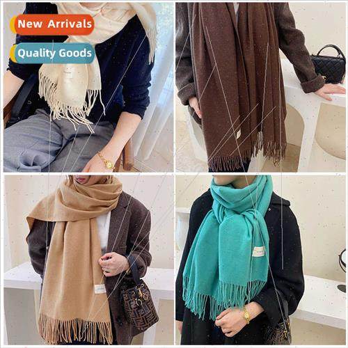 Autumn winter new imation cashmere scarf Ms. pure color Mora