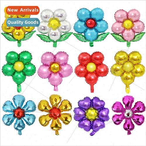 Green leaf six leaf clover flower shape aluminum film balloo