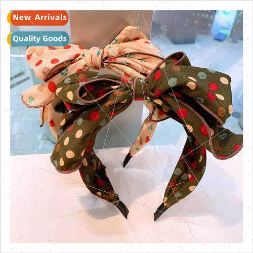 Korea new retro cream polka dot fresh fairy multi-layer larg