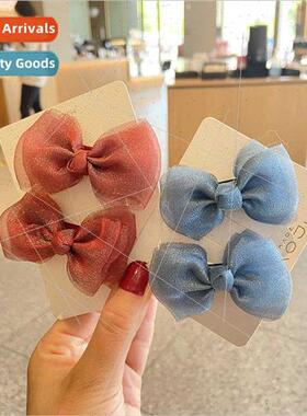 Girls tie hair bow hairpin princess side clip spring summer