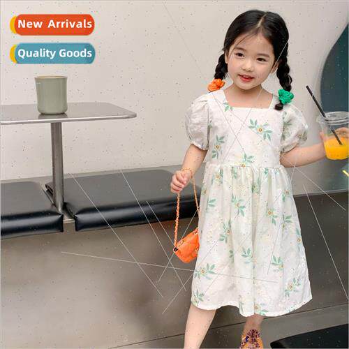 Korean childrens girls embroidered flowers dress 23 summer d