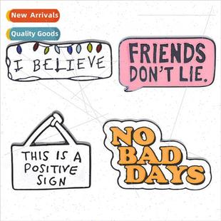 believe colorful drops creative badge cowboy brooch text