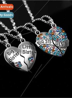 Big ttle ster Big ttle ster Two Petal Heart Patchwork Neckla