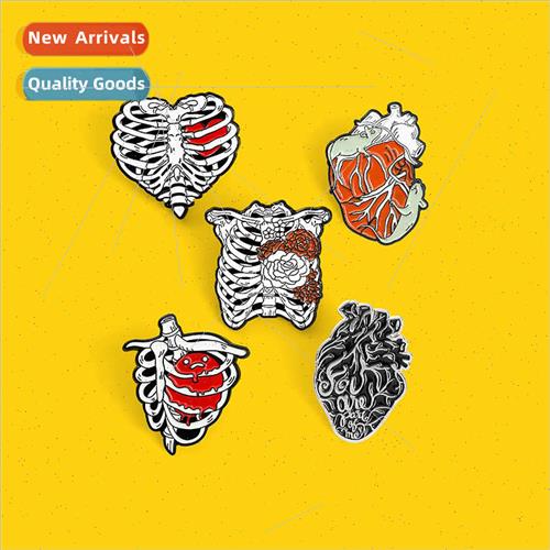 Japan Korea popular alternative brooch heart bone illustrati