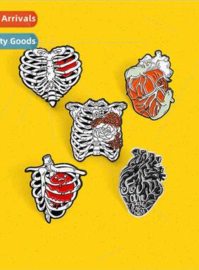 Japan Korea popular alternative brooch heart bone illustrati
