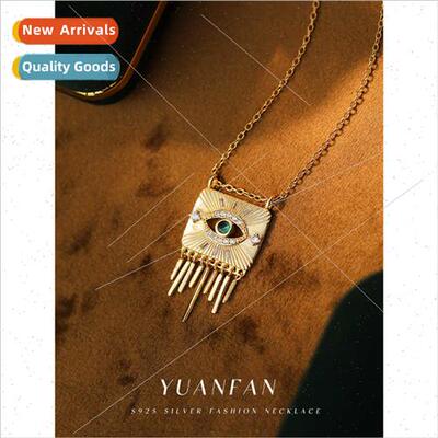s925 silver niche devil eye tassel necklace female retro zir