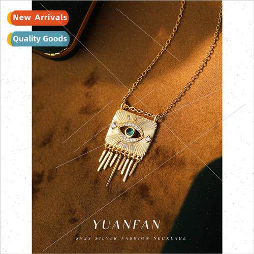 s925 silver niche devil eye tassel necklace female retro zir