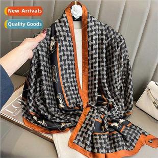 plaid carriage large New simulation retro scarf silk summer