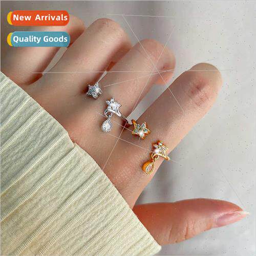 Gemini sparkling diamond ring ins small flowers water drops