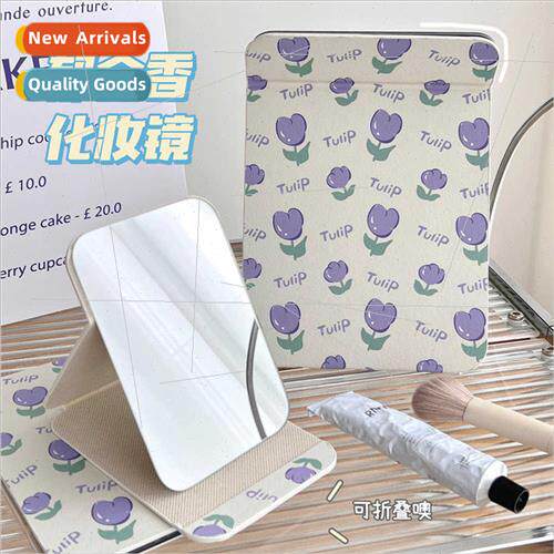 Ins wind folding tulip small mirror makeup mirror students d