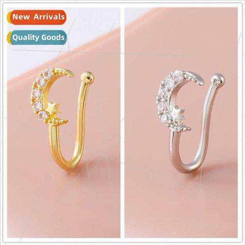 Copper Piercing Clip-on Nose Ring Moon Star Nose Clip Nose J