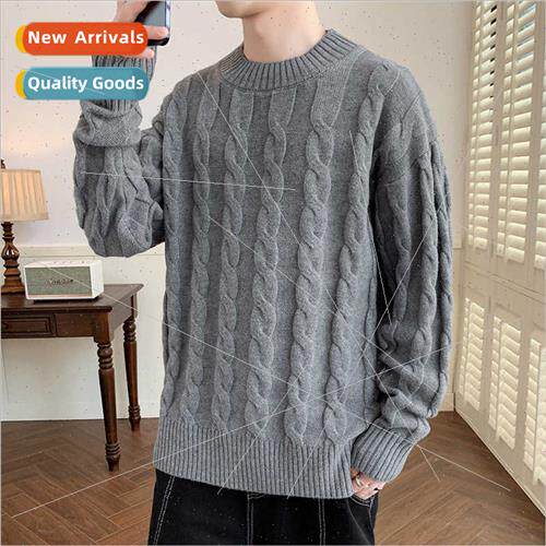 Autumn winter senior sense hemp pattern sweater men fall win