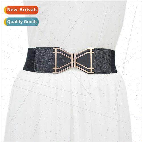 Women Belt Casual Stch Elastic Corset Gold Butterfly Buckle