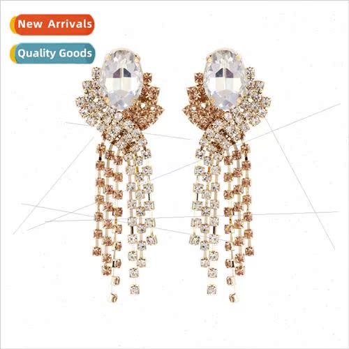 ZA luxury niche design sense diamond earrings tassel simple