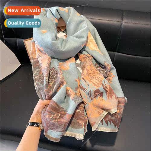 Autumn winter new advanced peony imation cashmere scarf thic