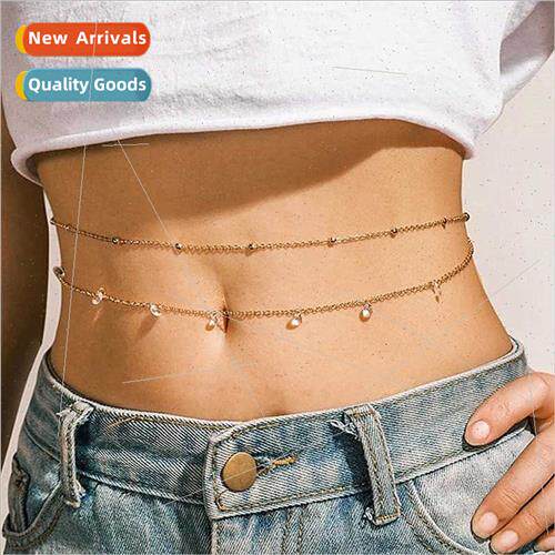 Europe sexy set beat glass diamond body chain simple bead im