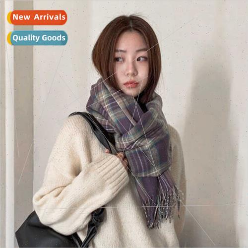 Gentle grape purple plaid scarf female winter Korean wild 20