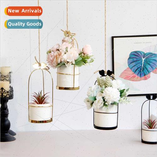 mple Scandinavian vase ins iron hanging basket planter hangi