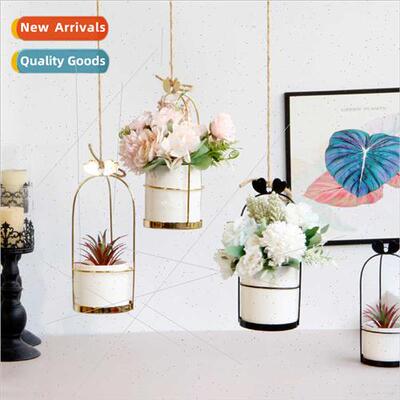 mple Scandinavian vase ins iron hanging basket planter hangi