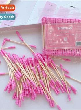 Pink girl heart cute cotton swabs double head bamboo cotton