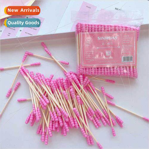 Pink girl heart cute cotton swabs double head bamboo cotton