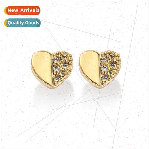 s925 silver pin rose gold heart earrings gold color cold win