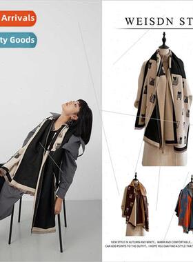 Korea Dongdaemun new scarf Japanese college cute cat pattern