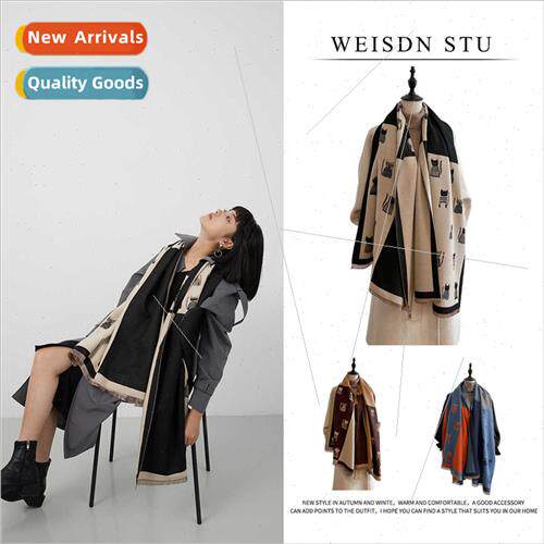 Korea Dongdaemun new scarf Japanese college cute cat pattern
